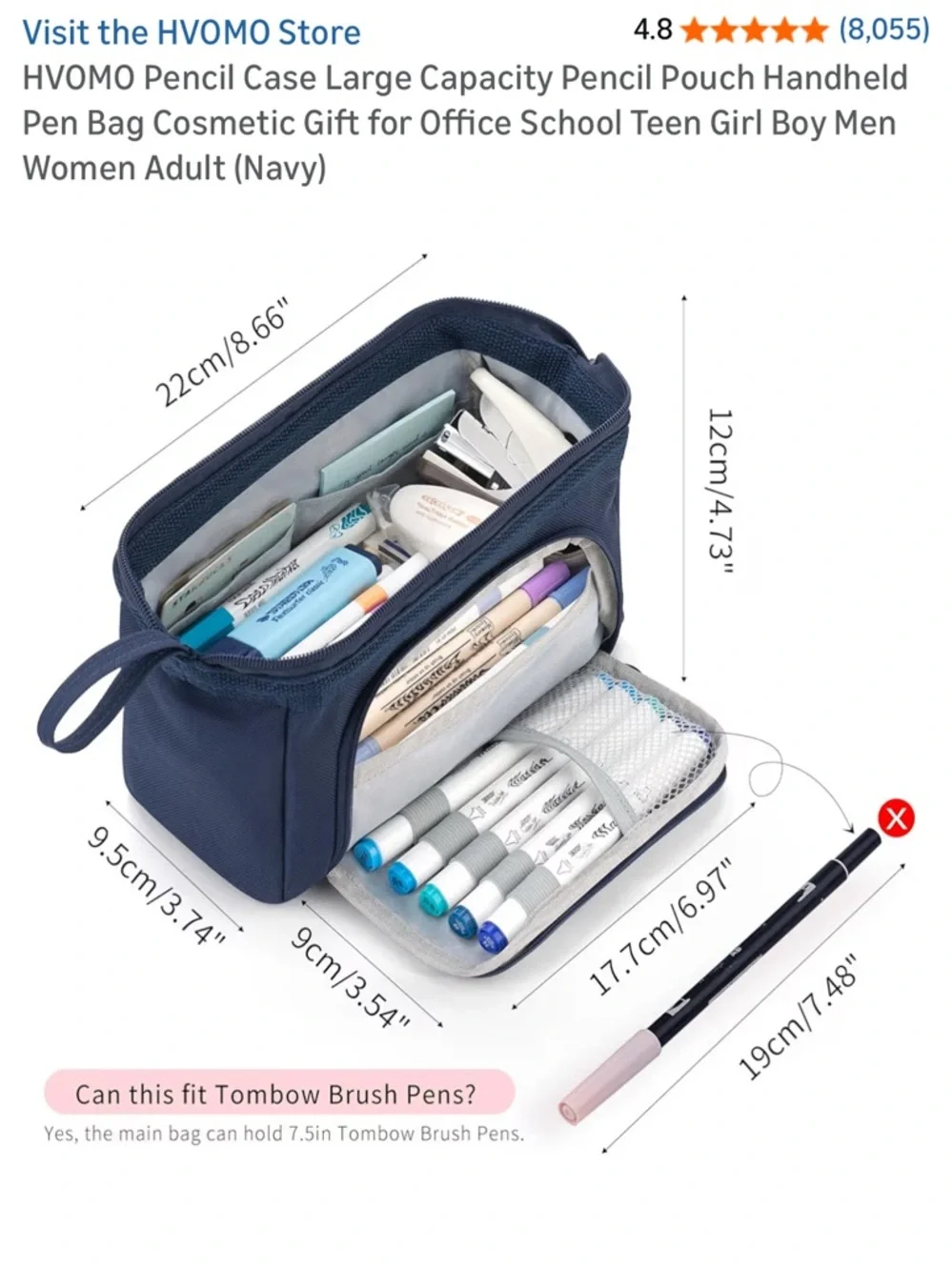 Navy pencil pouch
